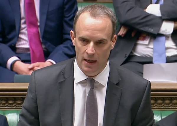 Britain's Secretary of State for Exiting the European Union (Brexit Minister) Dominic Raab addressing MPs in the House of Commons. Picture; Getty