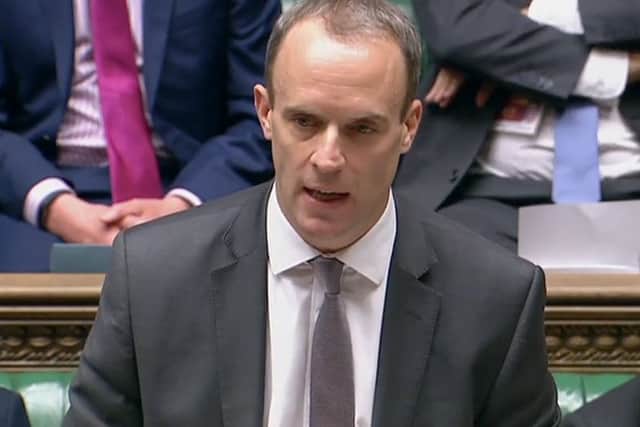 Britain's Secretary of State for Exiting the European Union (Brexit Minister) Dominic Raab addressing MPs in the House of Commons. Picture; Getty