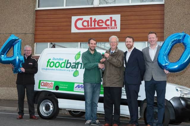 Caltech Lifts MD Andrew Renwick said he was happy to help as hed 'heard a lot about the great work' Dundee Foodbank do. Picture: contributed