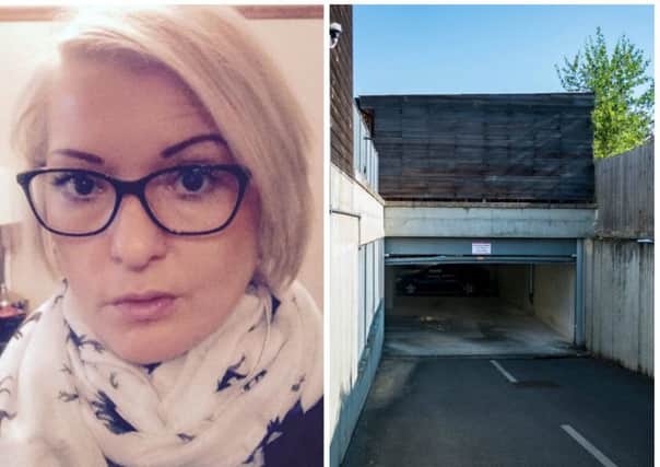 Social worker Heidi Chalkley, 40, was heading on a night out when she grabbed hold of the rising door and was lifted off the ground. Picture: SWNS