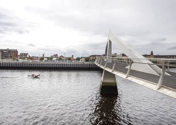 The site of the Buchanan Wharf development in Glasgow is to the left of the Tradeston Bridge.