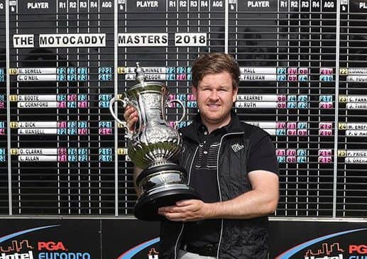 Paul OHara with the trophy after his win at the Moto Caddy Masters.