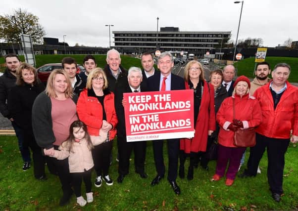 Scottish Labour leader Richard Leonard is joined by campaigners and local activists as part of Labours Keep the Monklands in the Monklands campaign. Picture: John Devlin