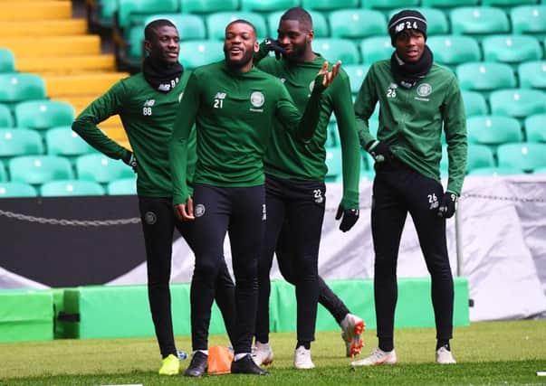 Celtic players are put through their paces at Parkhead before flying out to Germany. Picture: Craig Williamson/SNS