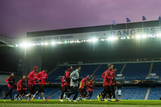 Spartak Moscow are put through their paces at Ibrox. Picture: SNS Group