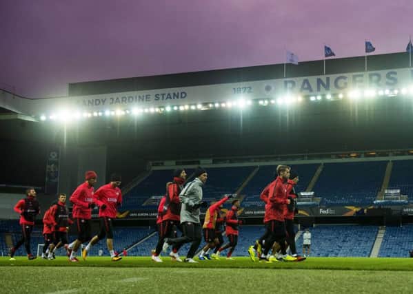 Spartak Moscow are put through their paces at Ibrox. Picture: SNS Group