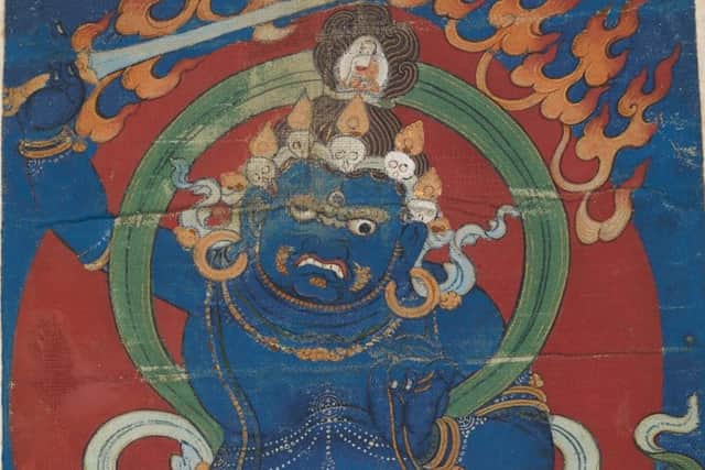 Tibetan image in an 18th-century Russian manuscript volume. 
Â© University of Glasgow Library, Archives and Special Collections.