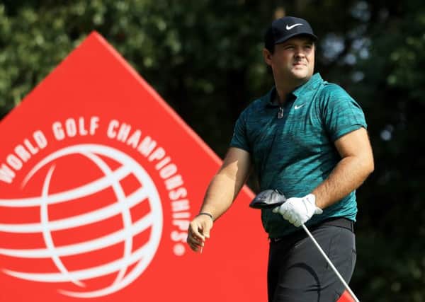 Patrick Reed watches his tee shot on the 16th. Picture: Andrew Redington/Getty
