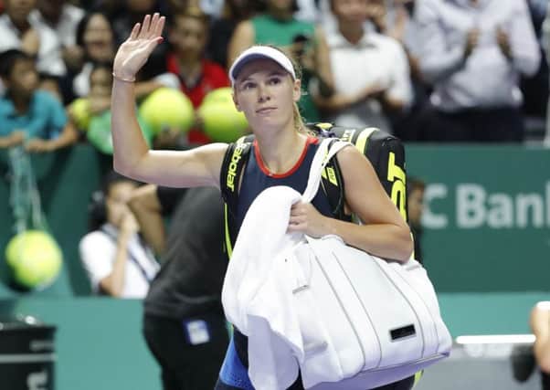 Caroline Wozniacki of Denmark lost to Elina Svitolina at the WTA Finals in Singapore. Picture: Vincent Thian/AP