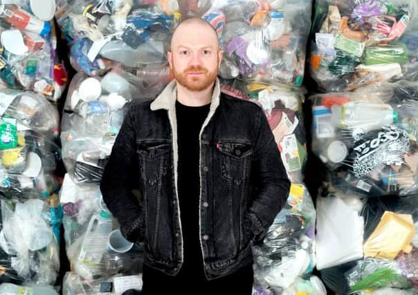 Everyday Plastic of Daniel Webb, who stored all the plastic waste he threw in the bin for a year, collecting up a total of 4,490 individual pieces of plastic. Picture: Ollie Harrop/Everyday Plastic/PA Wire