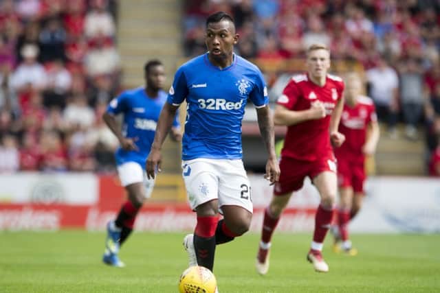 Rangers striker Alfredo Morelos will miss the Betfred Cup semi-final against Aberdeen through suspension. Picture: SNS