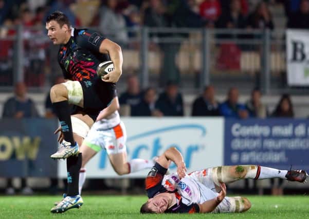 David Sisi of Zebre runs in to score his try. Picture: Matteo Ciambelli/INPHO/REX/Shutterstock