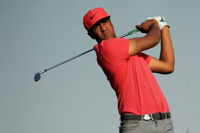 Tony Finau plays his second shot on the 15th hole during the third round of the WGC - HSBC Champions in Shanghai. Picture: Andrew Redington/Getty Images