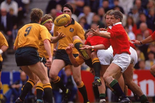 Finlay Calder, right, in action for the Lions against Australia. Picture: Billy Stickland /Allsport