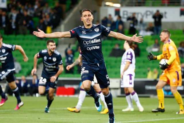 Hibs player Mark Milligan has played in derby matches all over the world, including at Melbourne Victory. Picture: Scott Barbour/Getty Images