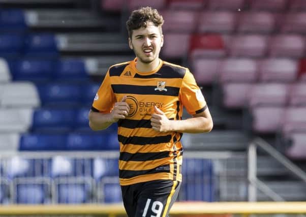 Alloa's
Dario Zanatta hit the bar. Picture: SNS