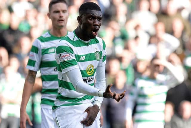 Eboue Kouassi reacts during the Betfred Cup semi-final clash. Picture: Getty Images
