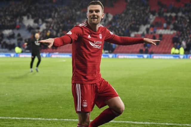 Mikey Devlin of Aberdeen celebrates at full time. Picture: SNS Group