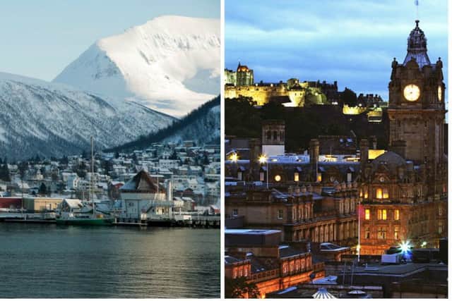 Scotland is set to be colder than parts of Norway (left) tonight. Pictures: Pixabay