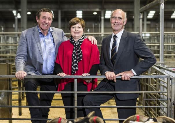 Doug Avery, The Resillient Farmer and James Warnock, RHASS Chairman at Lanark Agricultural Centre.
