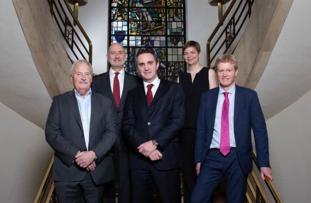 WJM managing partner Fraser Gillies (centre) with CCW Partners (L-R) John Clarke, Stephen Cotton, Alison Marshall and Michael Dewar. Picture: Mark F Gibson