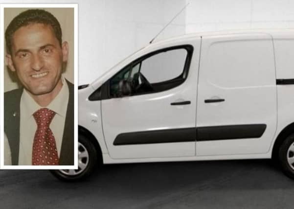 A van similar to the one found burnt out. Inset: Mohammad Abu Sammour.