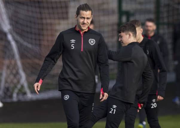 Hearts' Peter Haring in training on Tuesday. Picture: SNS