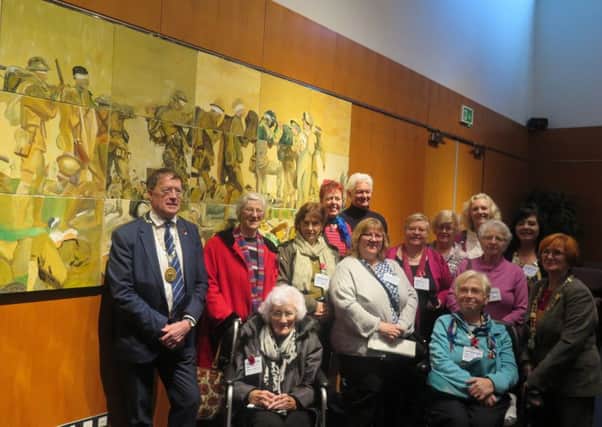 The oil painting depicting the horrors of war by Dalkeith Arts, in the Midlothian Council Chambers.