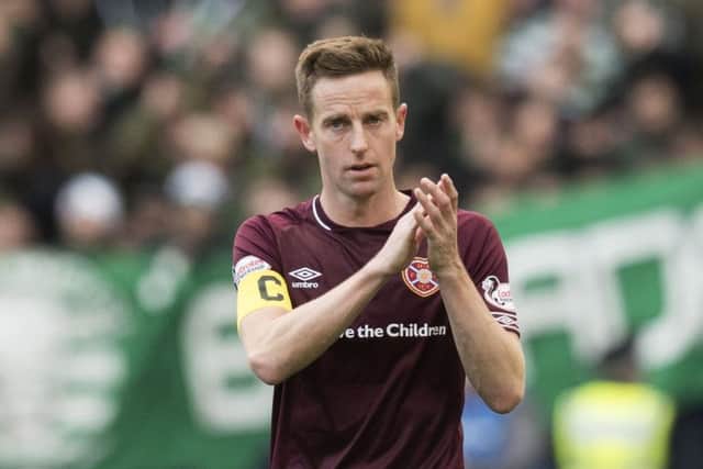 Steven MacLean will miss the derby and Hearts' next League Cup match. Picture: SNS Group