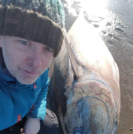 Martin Rowan, a keen fisherman, went down to see the unusual discovery for himself and took this selfie