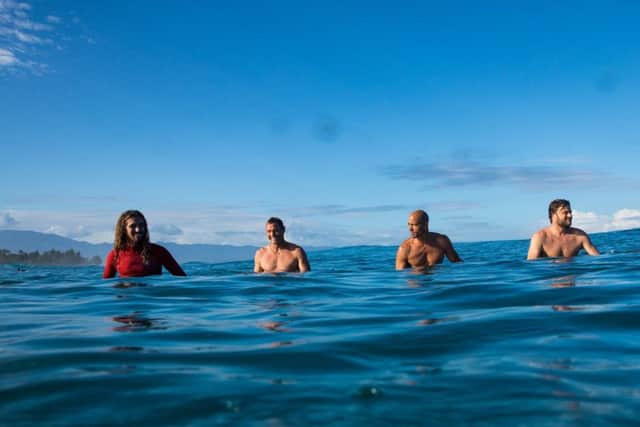 The Momentum crew together again, from l-r: Rob Machado, Taylor Knox, Kelly Slater and Benji Weatherley