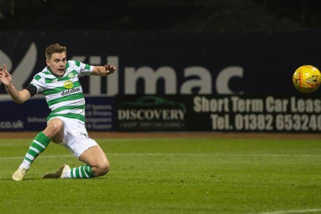 Celtic's James Forrest makes it 3-0 against Dundee. Picture: Craig Foy/SNS
