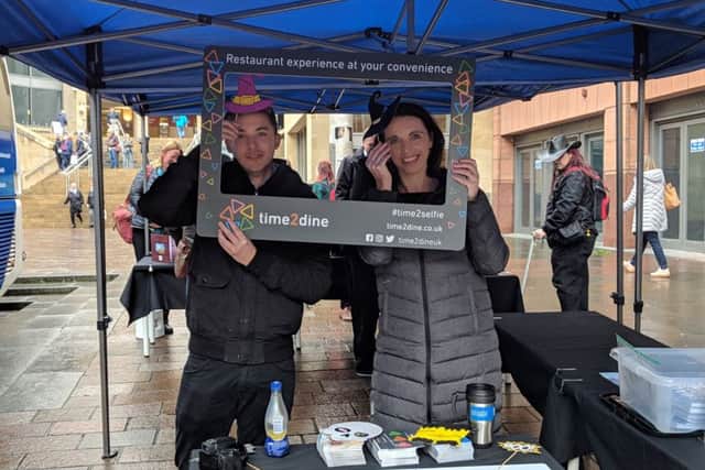 Time2Dines marketer Stephen Leronymidis and chief executive Carolyne Mandeche support Small Business Saturday in Glasgow. Picture: Contributed