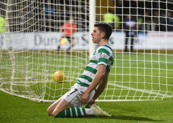 Ryan Christie celebrates after wrapping up the scoring in Celtic's 5-0 rout of Dundee. Picture: Craig Foy/SNS