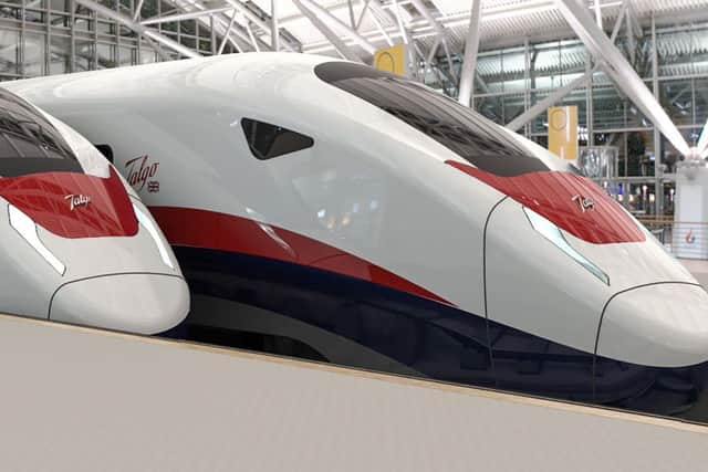 An artists impression of Talgos new Avril UK train that could be seen on some of Britains future high speed railway lines. Image: Contributed