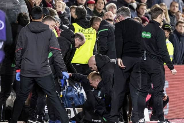Neil Lennon was struck by a coin during the recent Edinburgh derby. Picture: SNS
