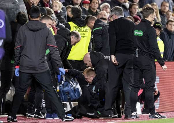 Neil Lennon was struck by a coin during the recent Edinburgh derby. Picture: SNS