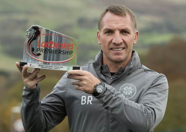 Celtic manager Brendan Rodgers wins the Ladbrokes Premiership Manager of the Month for October. Picture: SNS
