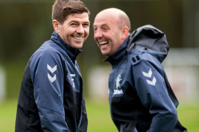 Rangers manager Steven Gerrard and assistant Gary McAllister. Picture: Ross Parker/SNS