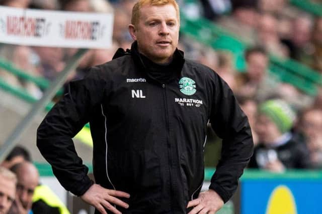 Hibs manager Neil Lennon watches his team from the sidelines. Picture: SNS