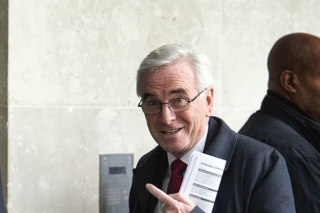 John McDonnell at Broadcasting House yesterday.  On indyref2, he said Labour would consider whatever proposals come from Scotland. Picture: PA