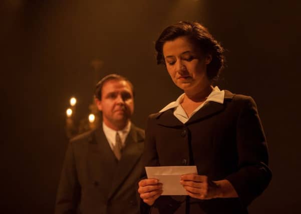 Gareth John Bale as Nye and Louise Collins as Jennie in Nye and Jennie at the Festival Theatre, Edinburgh