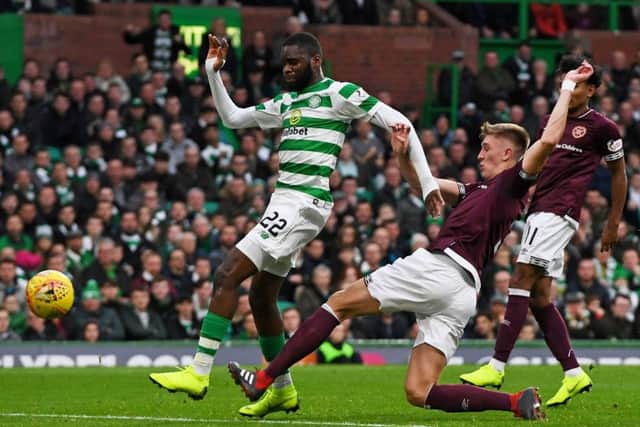 Celtic striker Odsonne Edouard scores to make it 3-0 as Brendan Rodgers' side thumped leaders Hearts. Picture: SNS