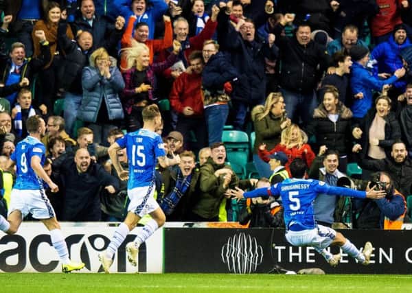 Joe Shaughnessy's late winner at Easter Road sent the St Johnstone fans wild. Picture: Ross Parker/SNS