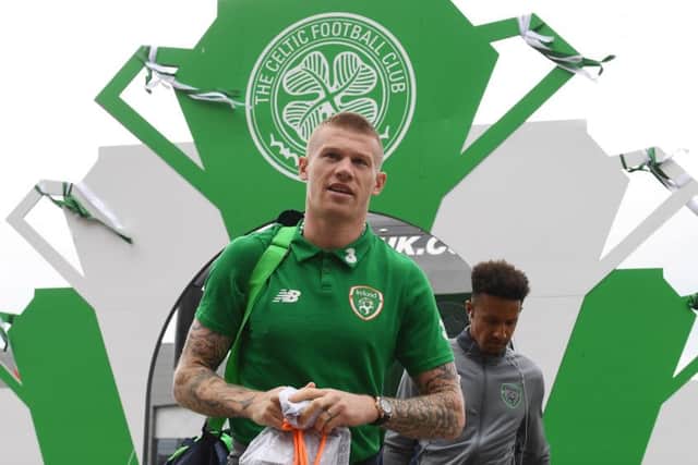 James McClean was given support from Celtic players. Picture: SNS/Paul Devlin