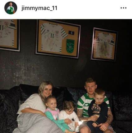 The player posted a picture of himself wearing a Celtic top. Picture: James McClean/Instragram