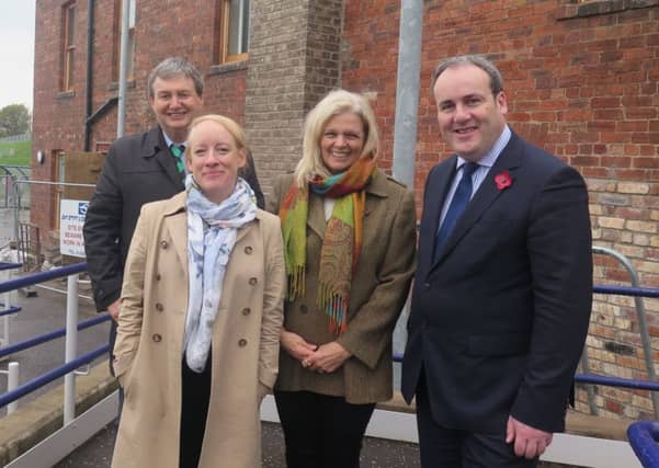 The chief executive of Apex Scotland, Alan Staff, Programme Manager with Borders Railway Blueprint Sam Smith, Programme Manager Apex Scotland';s sustainable development co-ordinator Dodie Piddock and the Minister for Energy, Connectivity and the Islands, Paul Wheelhouse MSP.