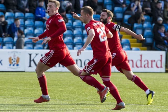 Aberdeen's Lewis Ferguson celebrates his winner against Kilmarnock. Picture: Ross Parker/SNS