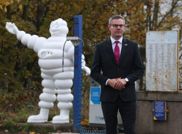 Cabinet Secretary for Finance and the Constitution Derek Mackay during a visit to Michelin's Dundee tyre factory. Picture: Andrew Milligan/PA Wire