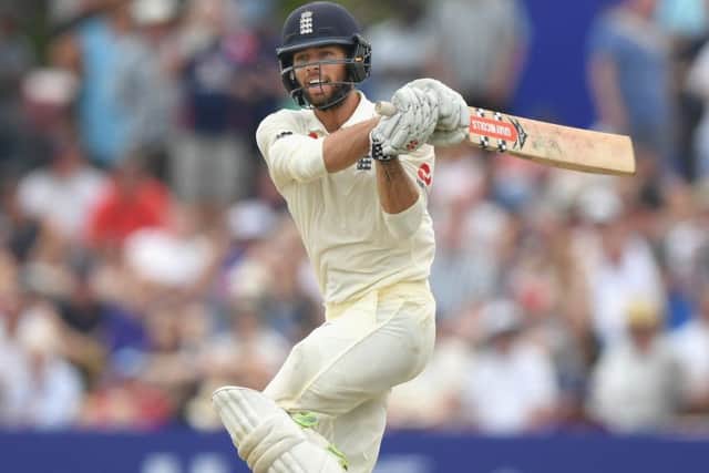 Ben Foakes swipes a ball away to leg during his innings of 87 not out against Sri Lanka in Galle. Picture: Stu Forster/Getty